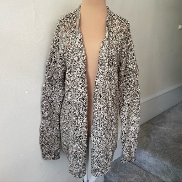 Lucky Brand Sweaters - Lucky Brand Beige Wool Blend Woven Long Open Shawl Front Open Cardigan Sweater M